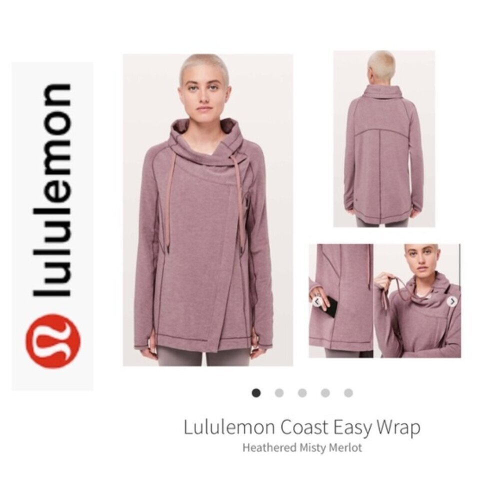 Lululemon Coast Easy Wrap Jacket. Heathered Misty Merlot Sz 12